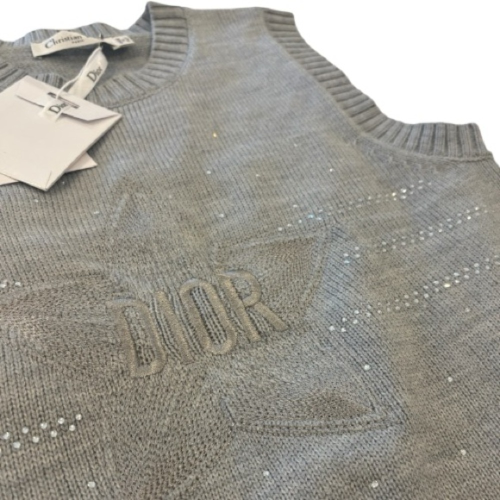Christian Dior Lucky Star Logo Wool Cashmere Knit Sweater Vest Gray NWT - Picture 7 of 7